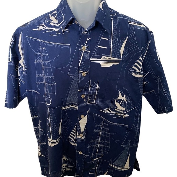 COOKE STREET Sailing Sailboats Aloha Hawaiian Shirt Men M Medium - Picture 1 of 6